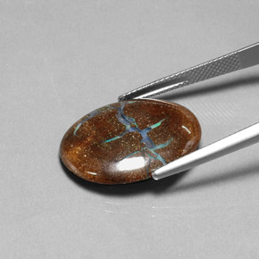 11,05 ctw natürlicher mehrfarbiger Boulder-Opal, Oval Schliff, Lichtundurchlässig