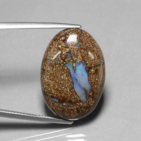 20,02 ctw natürlicher mehrfarbiger Boulder-Opal, Oval Schliff, Lichtundurchlässig