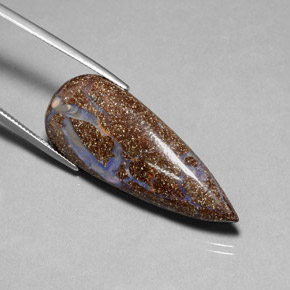 26,52 ctw natürlicher mehrfarbiger Boulder-Opal, Birnenform, Lichtundurchlässig