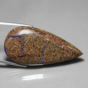 52,57 ctw natürlicher mehrfarbiger Boulder-Opal, Birnenform, Lichtundurchlässig