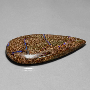 52,57 ctw natürlicher mehrfarbiger Boulder-Opal, Birnenform, Lichtundurchlässig