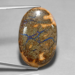 30,86 ctw natürlicher mehrfarbiger Boulder-Opal, Oval Schliff, Lichtundurchlässig