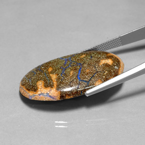 30,86 ctw natürlicher mehrfarbiger Boulder-Opal, Oval Schliff, Lichtundurchlässig