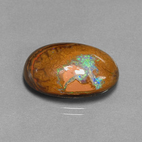 11,39 ctw natürlicher mehrfarbiger Boulder-Opal, Oval Schliff, Lichtundurchlässig