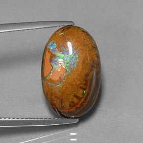11,39 ctw natürlicher mehrfarbiger Boulder-Opal, Oval Schliff, Lichtundurchlässig