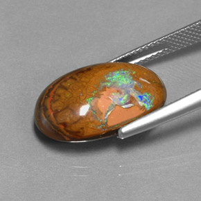 11,39 ctw natürlicher mehrfarbiger Boulder-Opal, Oval Schliff, Lichtundurchlässig