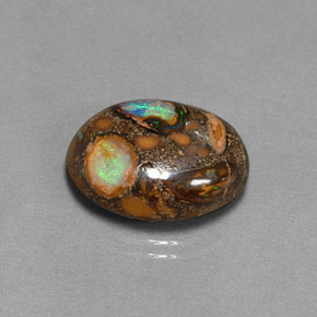 8,41 ctw natürlicher mehrfarbiger Boulder-Opal, Oval Schliff, Lichtundurchlässig