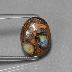 8,41 ctw natürlicher mehrfarbiger Boulder-Opal, Oval Schliff, Lichtundurchlässig