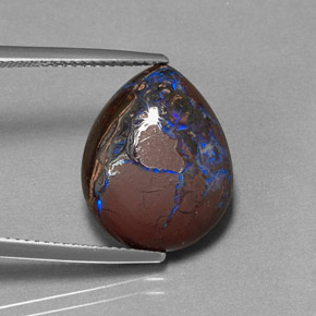 10,37 ctw natürlicher mehrfarbiger Boulder-Opal, Birnenform, Lichtundurchlässig