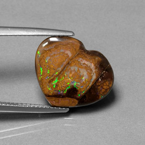 10,28 ctw natürlicher mehrfarbiger Boulder-Opal, Herzform, Lichtundurchlässig