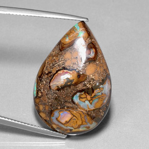 36,80 ctw natürlicher mehrfarbiger Boulder-Opal, Birnenform, Lichtundurchlässig