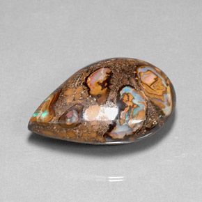 36,80 ctw natürlicher mehrfarbiger Boulder-Opal, Birnenform, Lichtundurchlässig