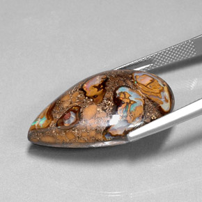 36,80 ctw natürlicher mehrfarbiger Boulder-Opal, Birnenform, Lichtundurchlässig