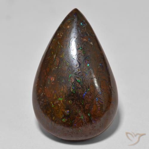 20,74 ctw natürlicher mehrfarbiger Boulder-Opal, Birnenform, Lichtundurchlässig