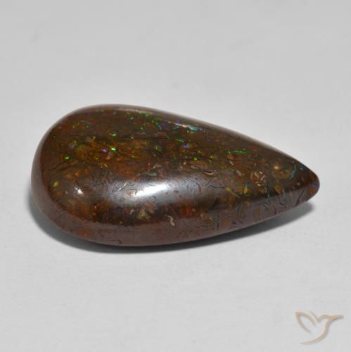 20,74 ctw natürlicher mehrfarbiger Boulder-Opal, Birnenform, Lichtundurchlässig