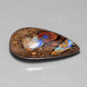 24,40 ctw natürlicher mehrfarbiger Boulder-Opal, Birnenform, Lichtundurchlässig
