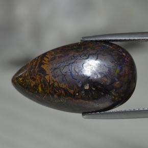 17,27 ctw natürlicher mehrfarbiger Boulder-Opal, Birnenform, Lichtundurchlässig