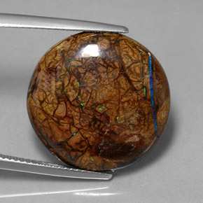 16,69 ctw natürlicher mehrfarbiger Boulder-Opal, Rundschliff, Lichtundurchlässig