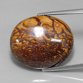 34,21 ctw natürlicher mehrfarbiger Boulder-Opal, Oval Schliff, Lichtundurchlässig