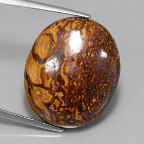 34,21 ctw natürlicher mehrfarbiger Boulder-Opal, Oval Schliff, Lichtundurchlässig
