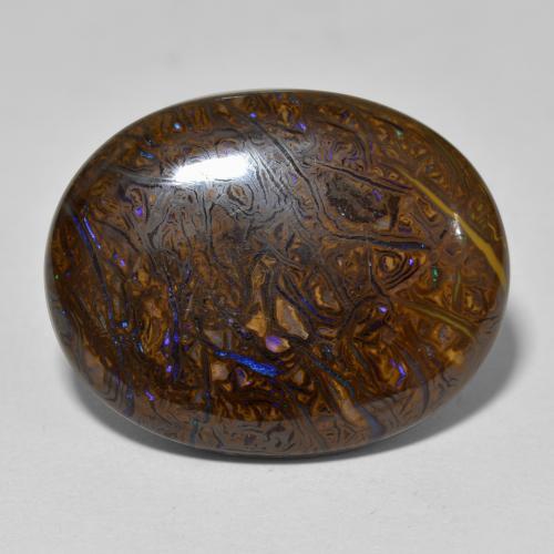 22,16 ctw natürlicher mehrfarbiger Boulder-Opal, Oval Schliff, Lichtundurchlässig