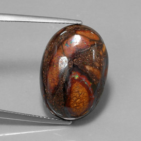 18,34 ctw natürlicher mehrfarbiger Boulder-Opal, Oval Schliff, Lichtundurchlässig