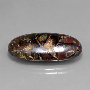 19,54 ctw natürlicher mehrfarbiger Boulder-Opal, Oval Schliff, Lichtundurchlässig