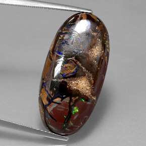 19,54 ctw natürlicher mehrfarbiger Boulder-Opal, Oval Schliff, Lichtundurchlässig