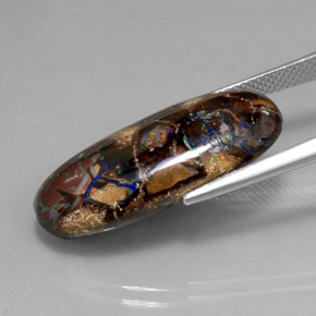 19,54 ctw natürlicher mehrfarbiger Boulder-Opal, Oval Schliff, Lichtundurchlässig