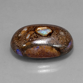 20,82 ctw natürlicher mehrfarbiger Boulder-Opal, Oval Schliff, Lichtundurchlässig