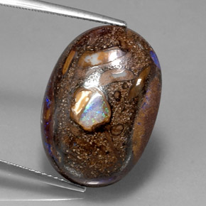 20,82 ctw natürlicher mehrfarbiger Boulder-Opal, Oval Schliff, Lichtundurchlässig