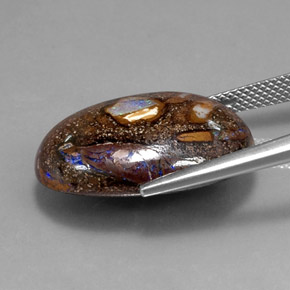 20,82 ctw natürlicher mehrfarbiger Boulder-Opal, Oval Schliff, Lichtundurchlässig