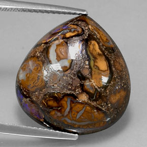 18,14 ctw natürlicher mehrfarbiger Boulder-Opal, Birnenform, Lichtundurchlässig