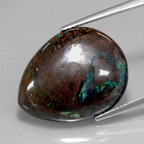 16,29 ctw natürlicher mehrfarbiger Boulder-Opal, Birnenform, Lichtundurchlässig