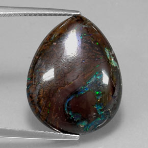 16,29 ctw natürlicher mehrfarbiger Boulder-Opal, Birnenform, Lichtundurchlässig