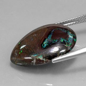 16,29 ctw natürlicher mehrfarbiger Boulder-Opal, Birnenform, Lichtundurchlässig