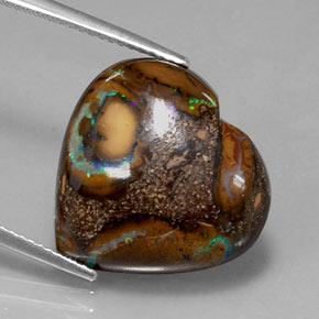 14,96 ctw natürlicher mehrfarbiger Boulder-Opal, Herzform, Lichtundurchlässig