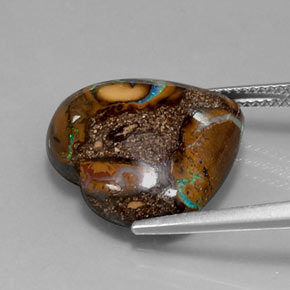 14,96 ctw natürlicher mehrfarbiger Boulder-Opal, Herzform, Lichtundurchlässig