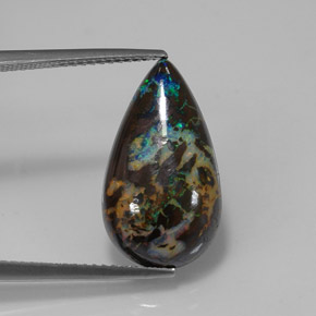 7,90 ctw natürlicher mehrfarbiger Boulder-Opal, Birnenform, Lichtundurchlässig