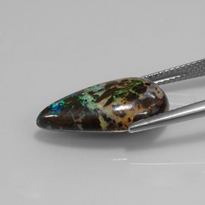 7,90 ctw natürlicher mehrfarbiger Boulder-Opal, Birnenform, Lichtundurchlässig