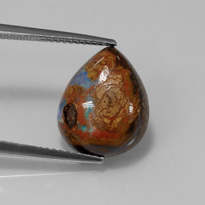 6,43 ctw natürlicher mehrfarbiger Boulder-Opal, Birnenform, Lichtundurchlässig