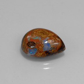 6,43 ctw natürlicher mehrfarbiger Boulder-Opal, Birnenform, Lichtundurchlässig