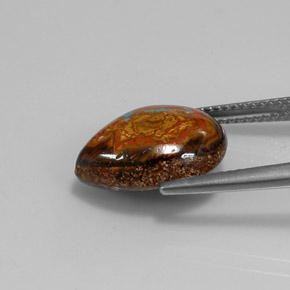 6,43 ctw natürlicher mehrfarbiger Boulder-Opal, Birnenform, Lichtundurchlässig