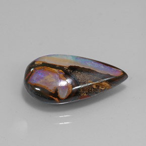 10,99 ctw natürlicher mehrfarbiger Boulder-Opal, Birnenform, Lichtundurchlässig
