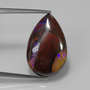 11,70 ctw natürlicher Mehrfarbig Boulder-Opal, Birnenform, Lichtundurchlässig