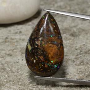 10,52 ctw natürlicher mehrfarbiger Boulder-Opal, Birnenform, Lichtundurchlässig