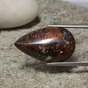 10,52 ctw natürlicher mehrfarbiger Boulder-Opal, Birnenform, Lichtundurchlässig