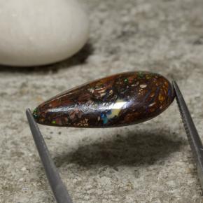 10,52 ctw natürlicher mehrfarbiger Boulder-Opal, Birnenform, Lichtundurchlässig