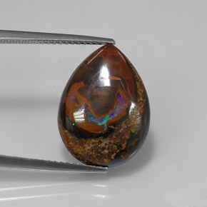 10,14 ctw natürlicher mehrfarbiger Boulder-Opal, Birnenform, Lichtundurchlässig