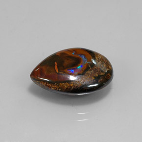 10,14 ctw natürlicher mehrfarbiger Boulder-Opal, Birnenform, Lichtundurchlässig